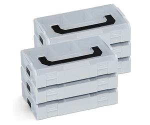 Générique L-BOXX Mini grise avec couvercle transparent, lot de 6 | Boîte de rangement empilable avec séparateurs amovibles | Organisateur de vis, chevilles et petites pièces
