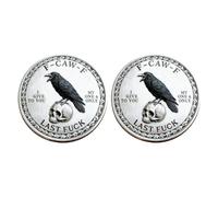 Générique La pièce F-CAW-F, pour Ceux Qui rient de la Vie et s'en fichent complètement ! Pièce de Collection Amusante et Originale en Forme de Corbeau, Design Recto-Verso, pièces de dernière (2 pcs)