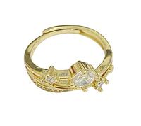 Générique La Saint-Valentin Bague À ma fille géométrie bague or géométrie strass anxiété cadeau pour retour à l’ école cadeau (Gold-d, One Size)