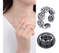 Générique La Saint-Valentin Bague Bague européenne rétro en forme d'étoile, Design argenté, peut être associée à des vêtements décontractés pour créer une apparence plus détendue (Silver-B, 2x2x1cm)