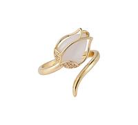 Générique La Saint-Valentin Bague Fashion Open Flowers Personnalité N-iche T-ulip Ring The Opal Design Rings (2-as show, One Size)