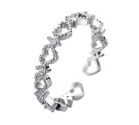 Générique La Saint-Valentin Bague Joyeux Noël Anneau Cadeau Creux En Forme De Coeur Anneau Lumière De Luxe Zircon Ouvert Personnalité Tendance Dames (C-Silver, One Size)