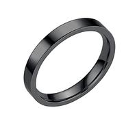 Générique La Saint-Valentin Bagues De Couple 3 MM En Acier Inoxydable Anneaux Solides Anneaux De Mariage Pour Femmes Pour Hommes Lisses Géométrie Taille 6 13 (Black, 7)