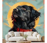 Générique Labrador Retriever Chien Animal Papier Peint Noir Chien Soleil Jaune Papier Adhesif Arrière-Plan Vintage Autocollant Mural 450x315 cm Poster Mural pour Chambre Salon