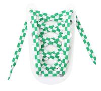 Générique Lacets à carreaux for baskets, lacets plats noirs et blancs à carreaux, lacets unisexes en polyester durables for femmes et hommes(Green white,120cm)