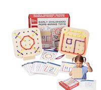 Générique Lacing Toy, Wooden Threading Set, 6.3x5.51in Fine Motor Skill Development, Early Learning Educational Activity, Travel Friendly Preschool Game for Ages 3+ Toddler, Road Trip