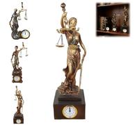 Générique Lady Justice Statue-Functional Clock Integration, Scale of Justice Sculpture Elegant Resin Ornament, Classical Balance Design Goddess Fairness Figurine for Home Office Decor