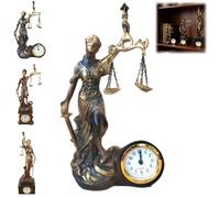 Générique Lady Justice Statue-Functional Clock Integration, Scale of Justice Sculpture Elegant Resin Ornament, Classical Balance Design Goddess Fairness Figurine for Home Office Decor