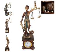 Générique Lady Justice Statue-Functional Clock Integration, Scale of Justice Sculpture Elegant Resin Ornament, Classical Balance Design Goddess Fairness Figurine for Home Office Decor
