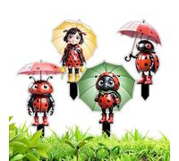 Générique Ladybug Garden Decor Set, Four Piece Acrylic Stakes, Cute Porch Accent Pieces, Spring Home Yard Styling, Farmhouse Pathway Decoration, Party Holiday Courtyard for Landscaping 4.72in