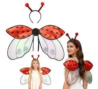 Générique Ladybug Wings Adult, Halloween Bee Wings and Antenna Headband Costume, for Women Girls Party Favors (Ladybug)