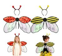 Générique Ladybug Wings Adult, Halloween Bee Wings and Antenna Headband Costume, for Women Girls Party Favors (Mix)