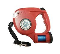 Générique Laisse Rétractable pour Chien, Laisse Automatique avec Support de Lampe Intégré, Rallonge de Cordelette Résistante, Poignée Ergonomique et, Rouge