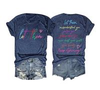 Générique Laissez-Les Vous Mal Comprendre t-Shirt pour Les Femmes Lettre inspirante Impression Disant t-Shirt col Rond t-Shirt Positif (Navy, L)