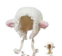 Générique Lamb Hat for Girls, Cute Cartoon Sheep Beanie with Strap, Winter Headwear for Cosplay Costume, Photo Props, and Party Supplies