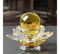Générique Lampadaire Rotatif en Forme de Boule de Cristal de Lotus, Ornement de Bureau, Support de Pauline, décoration de la Maison (Yellow)