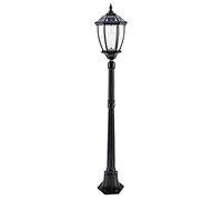 Générique Lampadaire solaire avec télécommande, lanterne de rue avec abat-jour en verre transparent, lampadaire for porche, cour, allée(Black,Height:55.1inch/140cm)