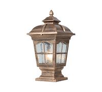 Générique Lampe à colonne avec abat-jour en verre ondulé, éclairage d'extérieur, lanterne de rue, de clôture, for porche et Patio(Bronze,Height:18.1inch/46cm)