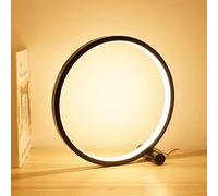 Générique Lampe à poser à LED, modèle cercle, 25cm, design circulaire, lumière réglable, intensité variable, USB 5v, Lampe salon, chambre, bureau (Noir)