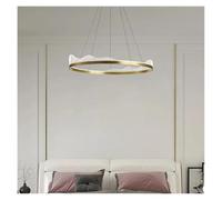 Générique Lampe à suspension, Lustre LED circulaire ondulé en acier au carbone et acrylique doré, for chambre, salon autres décorations d'intérieur, hauteur réglable(CD60cm)