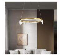 Générique Lampe à suspension, Lustre LED circulaire ondulé en acier au carbone et acrylique doré, for chambre, salon autres décorations d'intérieur, hauteur réglable(BD40cm)