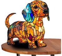 Générique Lampe Chat Vitrail - Lampe de Table LED Décorative 3D - Veilleuse Chat en Résine - Lampe Vitrail pour Salon, Chambre, Bureau - Lampe de Table Animaux,Avoir