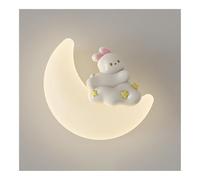 Générique Lampe de chevet en forme de lune de style crème, dessin animé mignon, ours, lapin, applique murale moderne for chambre d'enfant, applique murale LED for chambre à coucher, salon(20 * 9cm)