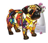 Générique Lampe de chien, rétro-vitrail de bureau de chien Lumière, sculpture colorée de nuit résine décorative décorative pour la maison pour chambre à coucher accessoires de bureau