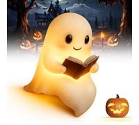 Générique Lampe de Lecture Fantôme,Lampe Fantôme Mignonne Lisant un Livre,Veilleuse Halloween Fantôme,Lampe de Chevet LED 3D Halloween,Lumière Décorative d’Halloween pour Chambre Lecteurs (Grand)