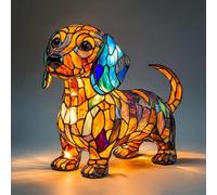 Générique Lampe De Nuit Colorée En Résine Représentant Un Chien, Un Teckel, Une Adorable Lampe De Table Pour Chien Ou Chat, Décoration Vintage Colorée Pour Chambre À Coucher, Salon, Maison