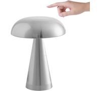 Générique Lampe de Table LED en Forme de Champignon, Tactile, intensité variable, Rechargeable 1200mAh type C, 3 nuances d'éclairage blanc, Lampe champignon (Argenté)