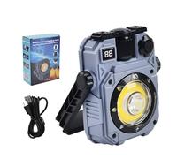 Générique Lampe de Travail Rechargeable - Lampe de Travail LED Solaire Aimantée Étanche,Torche Puissante 5 Modes Portable Solaire pour Camping Réparation Voiture Atelier Chantier Maison