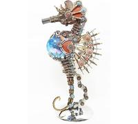 Générique Lampe Hippocampe 3D en métal - Kit de modèle mécanique en métal 2100 pièces avec lumière planétaire 16 Couleurs - Décoration de Chambre et Choix de Cadeaux