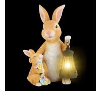 Générique Lampe Lapin DéCoration De Jardin en Plein Air, Solaire Jardin Lapin, RéSine ImperméAble Lapin De PâQues, pour Deco Paques ExtéRieur Pelouse, Patio, Porche,Chemin