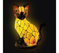 Générique Lampe Pour Chat, Lampe Pour Chat En Vitrail, Table USB Vintage 3D, Veilleuse LED En Résine Décorative Pour Les Amoureux Des Chats, Cadeau Pour Les Propriétaires D'animaux, Lueur Confortable