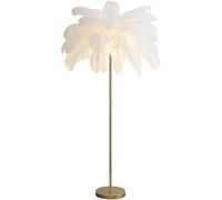 Générique Lampe sur Pied en Plumes d'Autruche, Lampe Moderne Dorée avec 3 Températures de Couleur, Lampe Design pour Salon et Chambre avec Interrupteur à PédaleWhite,A