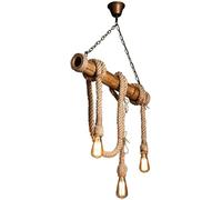 Générique Lampe suspendue en corde de chanvre style industriel rétro E27 3 lampes 6 simple et moderne - Luminaire suspendu à tube long personnalité,lustres