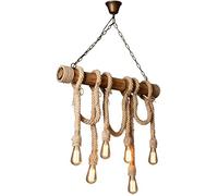 Générique Lampe suspendue en corde de chanvre style industriel rétro E27 3 lampes 6 simple et moderne - Luminaire suspendu à tube long personnalité,lustres
