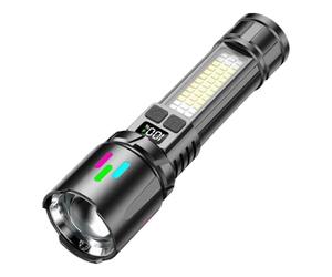 Générique Lampe Torche LED Rechargeable | Lampe Zoomable 7 Modes | Torche Étanche avec Indicateur de Batterie - pour Randonnée Survie Pêche de Nuit Travail Panne Électrique