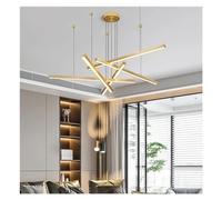 Générique Lampes suspendues Led modernes droites en or et noir, luminaires suspendus à intensité variable en aluminium PC for salle à manger, luminaires suspendus à monter soi-même,Chandelier