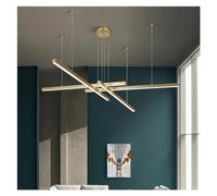 Générique Lampes suspendues Led modernes droites en or et noir, luminaires suspendus à intensité variable en aluminium PC for salle à manger, luminaires suspendus à monter soi-même,Chandelier
