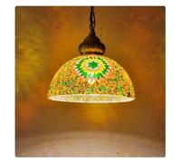 Générique Lampes suspendues, Style réaliste du Moyen-Orient Restaurant Exotique Hôtel Auberge Xinjiang Restaurant Café Salon Chambre Allée Lustre en Verre(Green Orange 25cm)