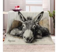 Générique L'âne Dort Paisiblement dans La Botte De Foin Manta de franela 3D Suave - Cubre Sofá/Cama 270x230 cm,Style D'esquisse Estampado 3D Ultrarealista,Polar Caliente,Lavable,Hogar/Dormitorio