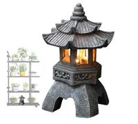 Générique Lanterne De Pagode,extérieure Décoration Lampe,Lanterne De Japonaise en Pierre,Statue De Jardin À Pagode À Énergie Solaire,Ornements Statue,décoration De Paysage du Jardin,17x17x3 4cm