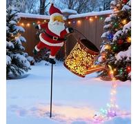 Générique Lanterne Noël Père Noël Solaire, Décoration Jardin Extérieure Éclairage LED Kettle Lights, Arrosoir Solaire, Déco Lumineuse Noëls Exterieur pour Cour Et Terrasse (A)
