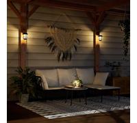 Générique Lanternes murales solaires d'extérieur 2 pcs Blanc Chaud,Maison & Jardin, Luminaires, Éclairage extérieur, Noir (Poids 1.15KG)