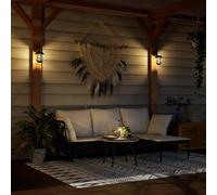 Générique Lanternes murales solaires d'extérieur 2 pcs Blanc,Maison & Jardin, Luminaires, Éclairage extérieur, Noir (Poids 1.15KG)