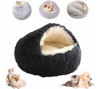 Générique Lapcatz Nest Bed,Cat Cave,Semi-Enclosed Round Cat Bed Pet Mattress,Cozy Fluffy Plush Cat Pet Nest Bed,Round Cat Bed Pet Mattress, Removable Washable No Slip Bottom,Dog Bed (Dark Gray, 40CM)