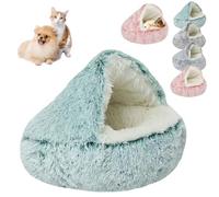 Générique Lapcatz Nest Bed, Lapcatz Bed, Lapcatz Nest for Pet, Hooded Cat Bed Round Plush Fluffy Calming Cat Bed Cave, Winter Cozy Pet Bed for Cats Dogs (50CM/20IN,Gray Long Velvet)