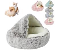 Générique Lapcatz Nest Bed, Lapcatz Bed, Lapcatz Nest for Pet, Hooded Cat Bed Round Plush Fluffy Calming Cat Bed Cave, Winter Cozy Pet Bed for Cats Dogs (50CM/20IN,Brown Short Velvet)